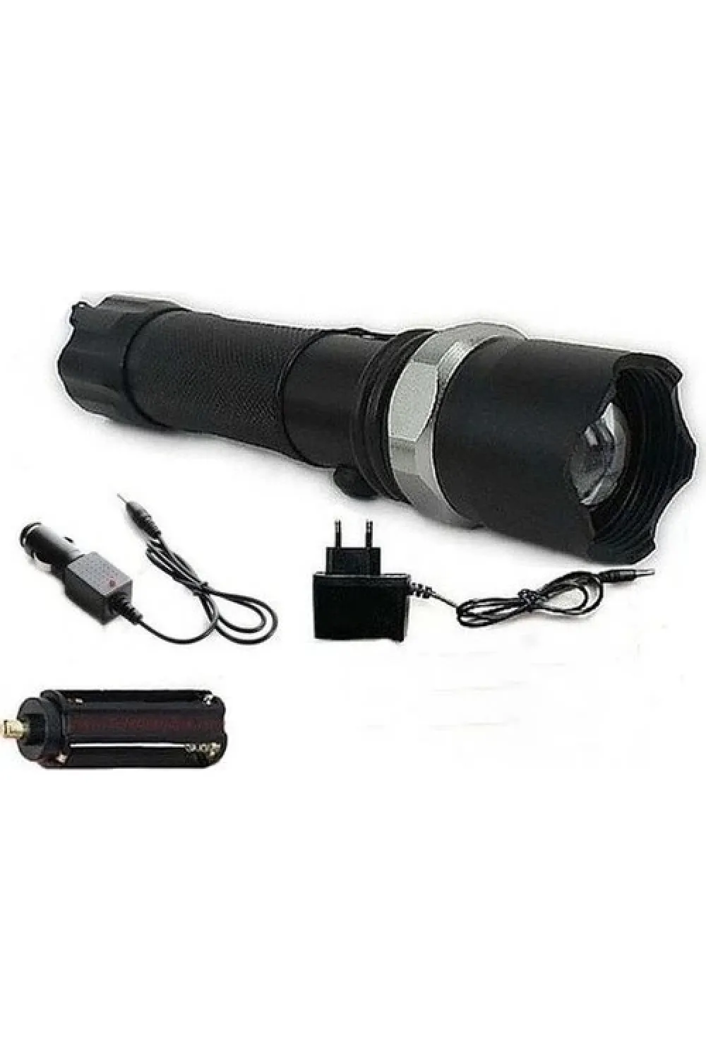 Km-110 Profesyonel Şarjlı El Feneri Ledli+flashlight+zoom Özellikli  Aparatlı 6 Parça Full Set