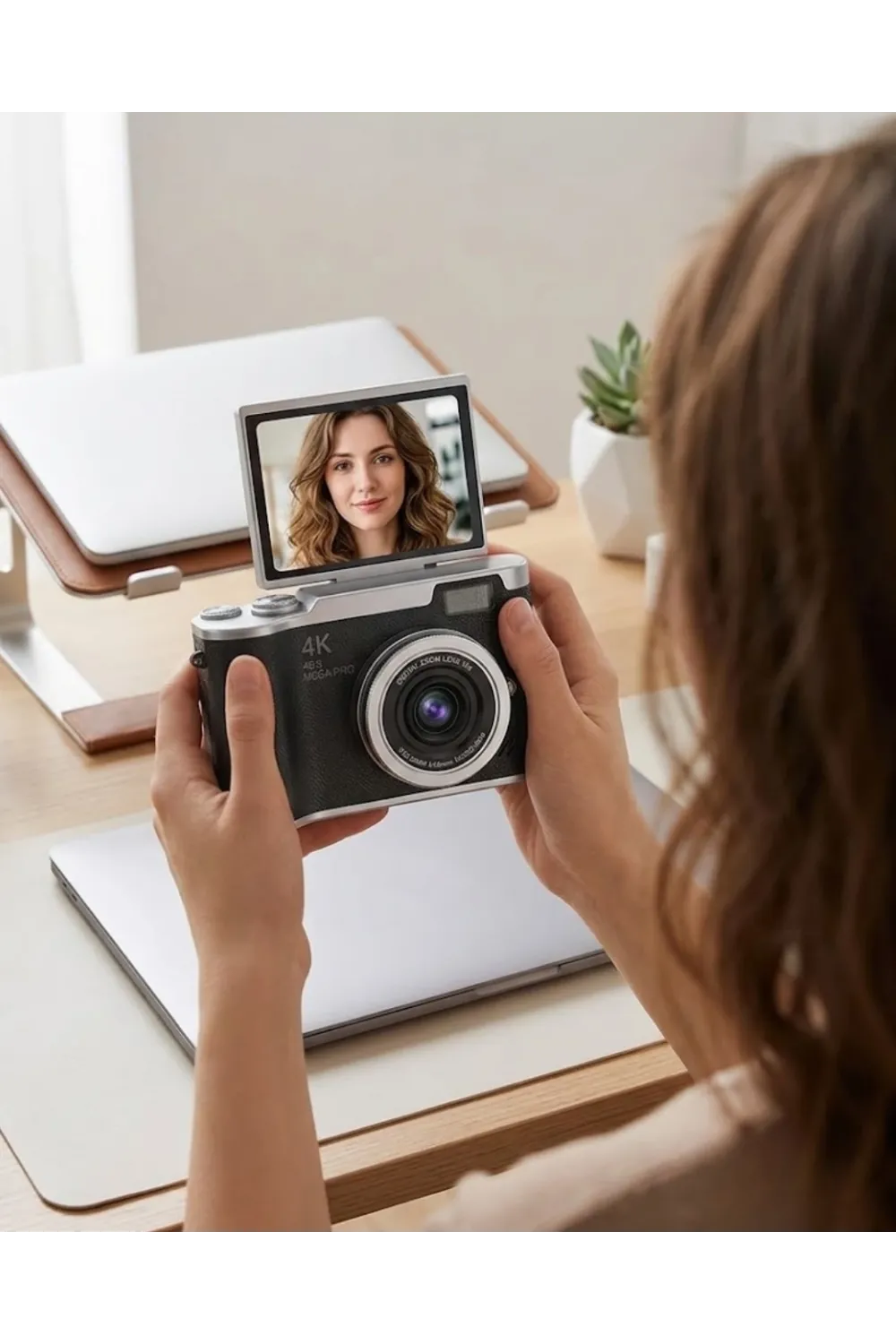 Kompakt 4k Dijital Kamera 48 Mp Sensör 8x Zoom Flip Ekran Vlog Ve Selfie Uyumlu