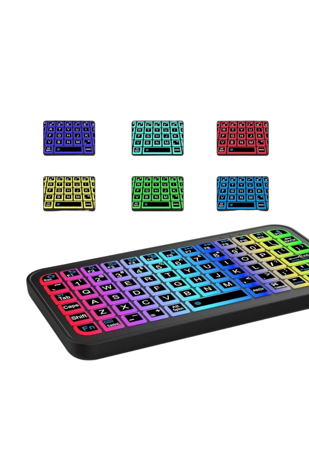 Kompakt Siyah Rgb Işıklı Bluetooth Mini Klavye