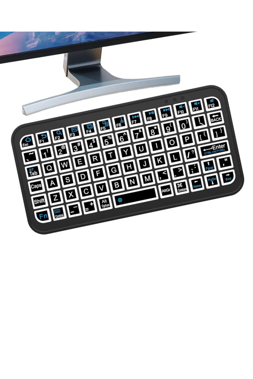 Kompakt Siyah Rgb Işıklı Bluetooth Mini Klavye