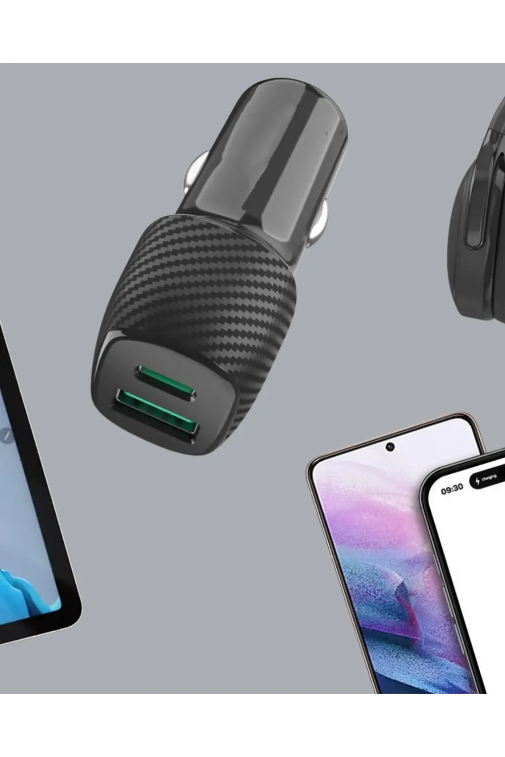 Kompakt Tasarımlı Type-c + Usb Girişli Araç Şarj Başlığı