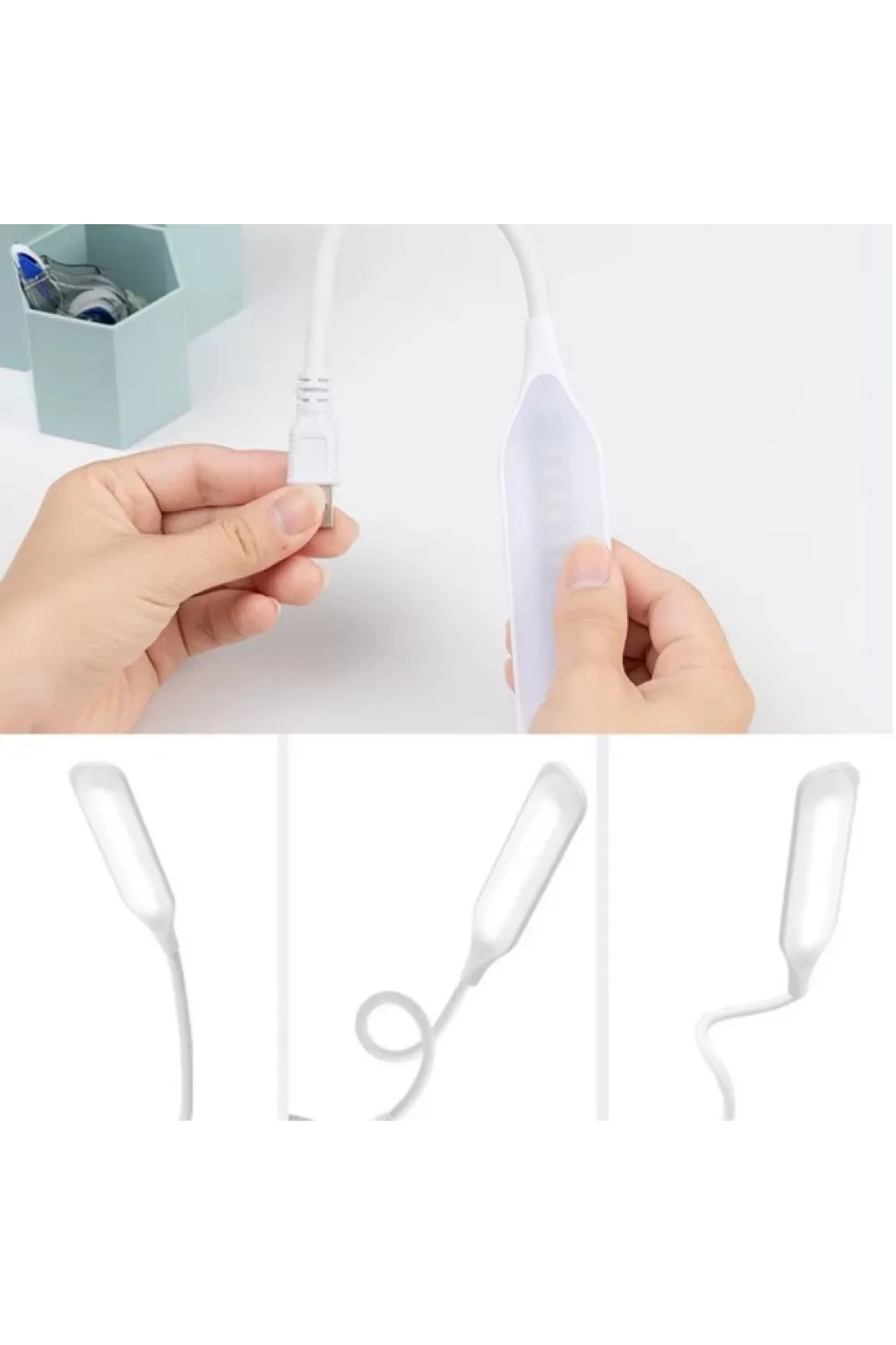Kompakt USB Beyaz 14 Ledli 3 Kademeli Dokunmatik Okuma Lambası