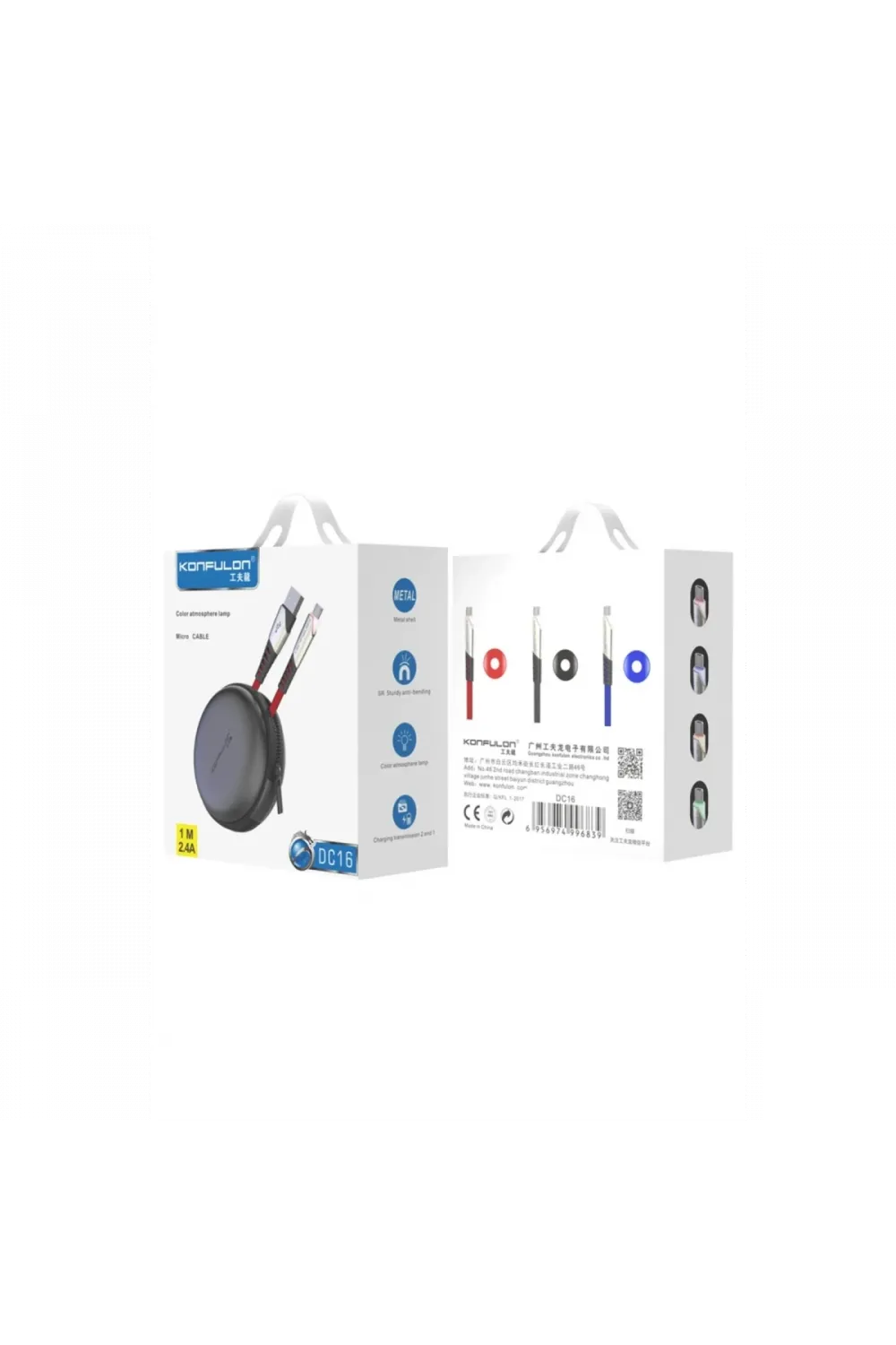 Konfulon DC16 Micro USB Kablo 1M 2.4A - Mavi
