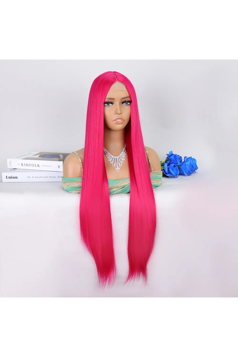Koyu Pembe Ekstra Uzun Tül Peruk