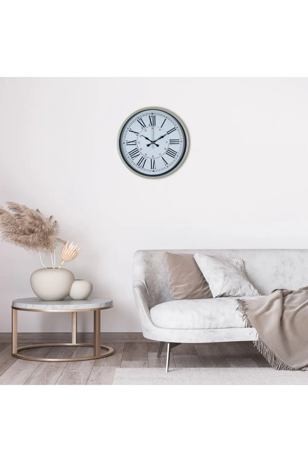 Krem 36 Cm Dekoratif Modern Duvar Saati