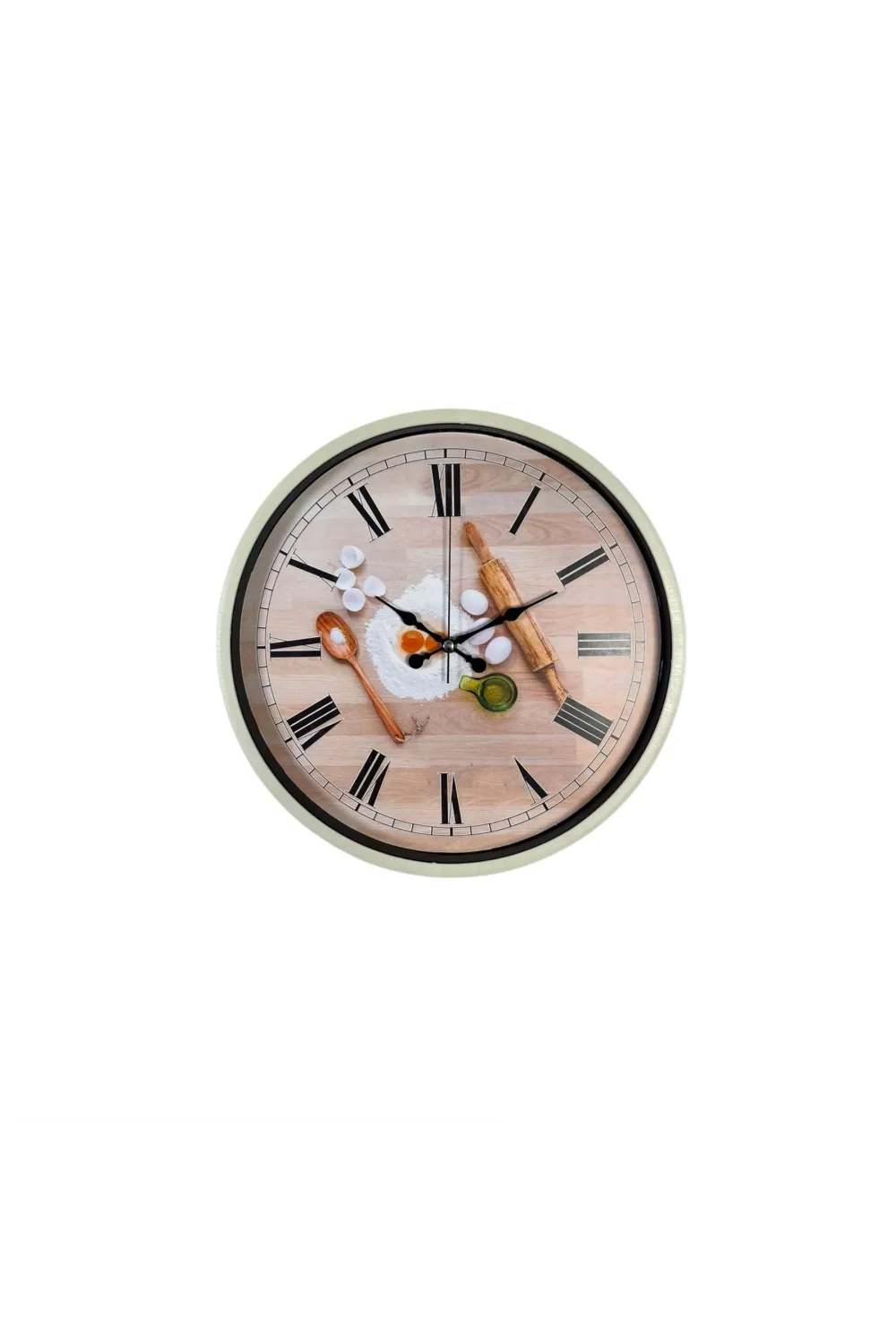Krem 36 Cm Dekoratif Mutfak Duvar Saati