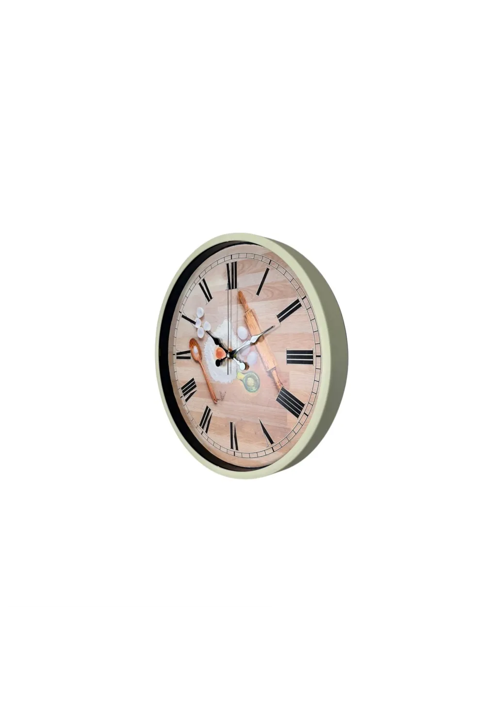 Krem 36 Cm Dekoratif Mutfak Duvar Saati