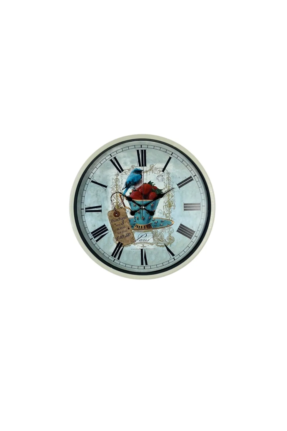 Krem 36 Cm Paris Strawberry Bird Duvar Saati