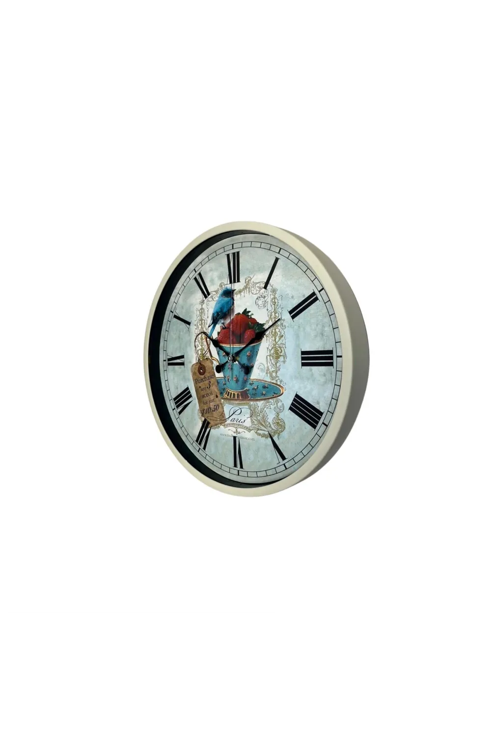 Krem 36 Cm Paris Strawberry Bird Duvar Saati