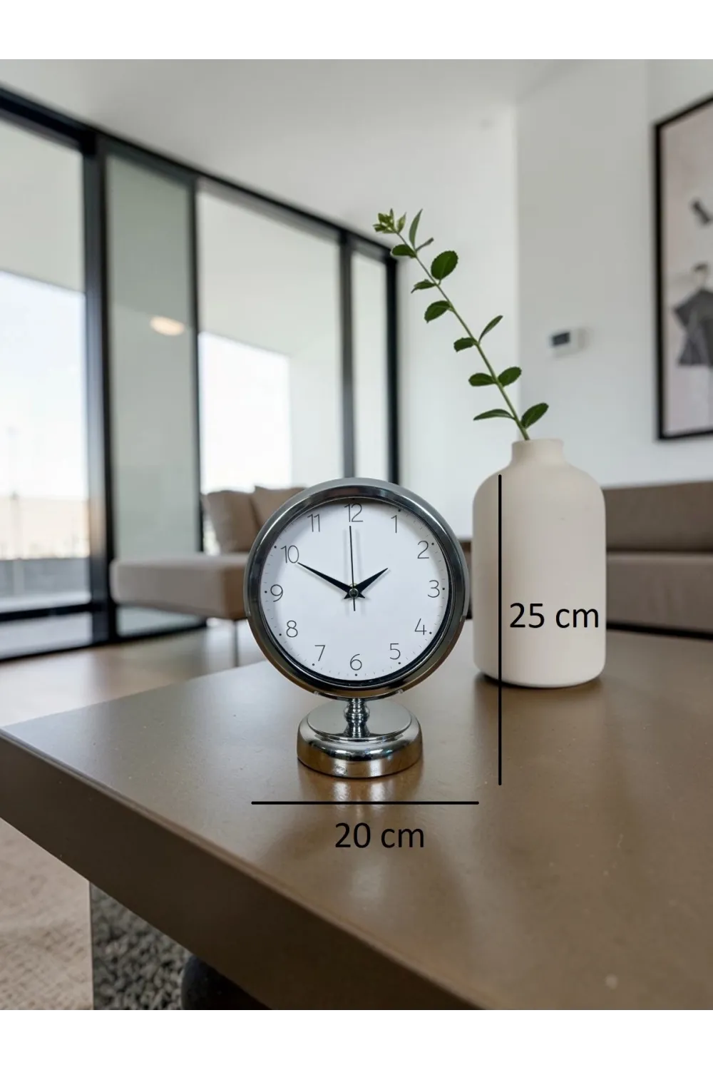 Krom 25 x 20 Cm Metal Standart Masa Saati