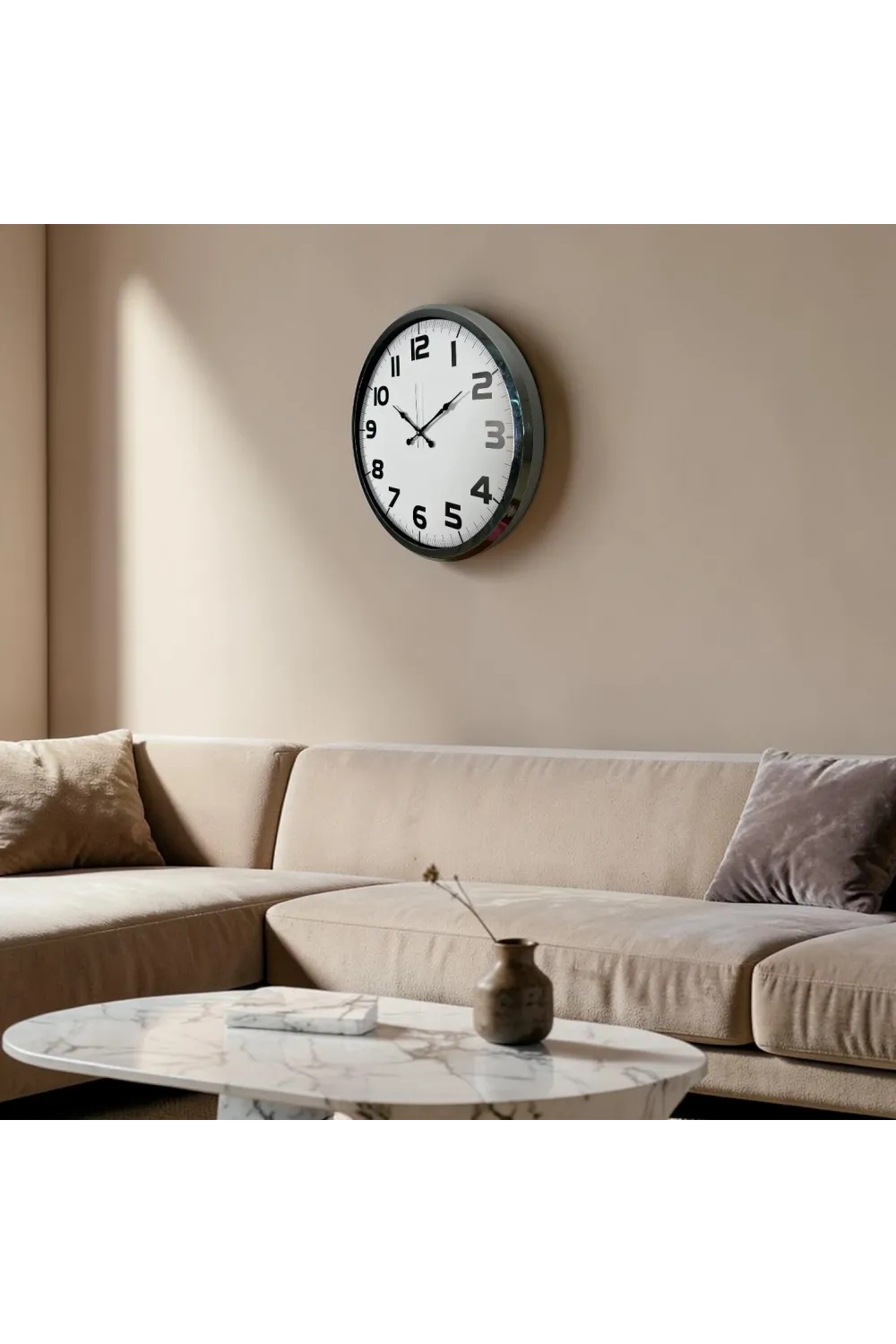 Krom 52 Cm Metal Klasik Duvar Saati