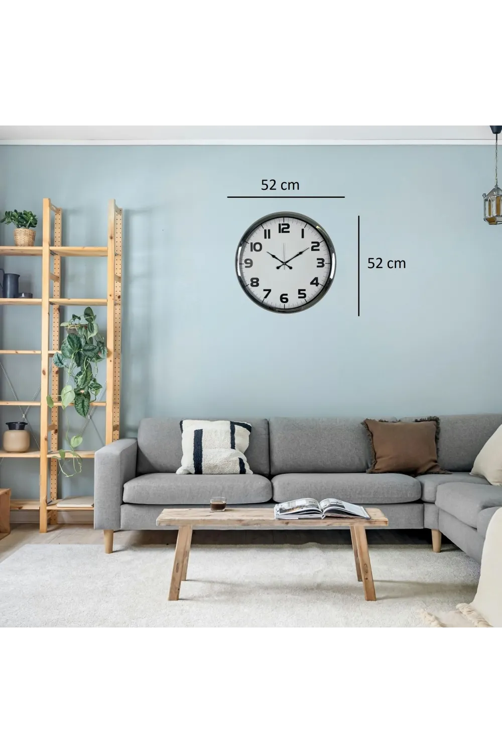 Krom 52 Cm Metal Klasik Duvar Saati