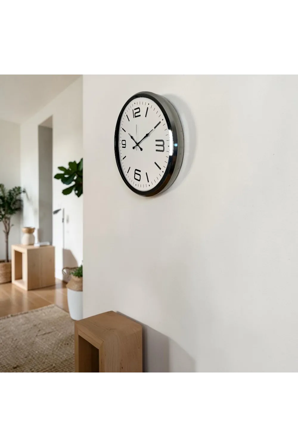 Krom 52 Cm Metal Modern Tasarım Duvar Saati