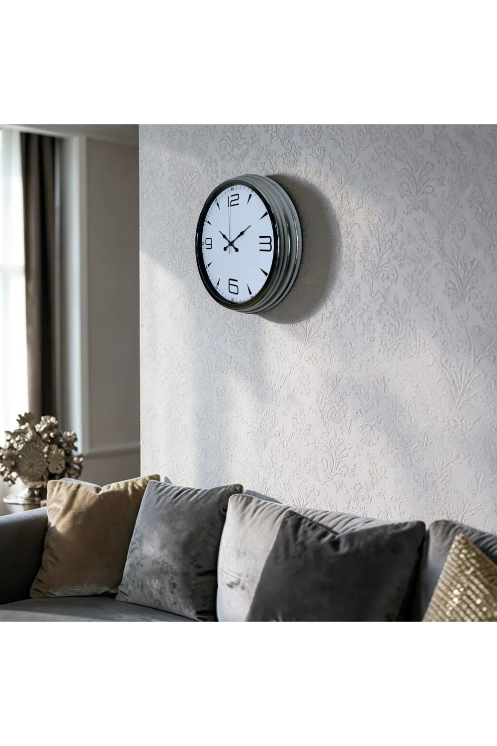 Krom Elegance 40 Cm Metal Duvar Saati