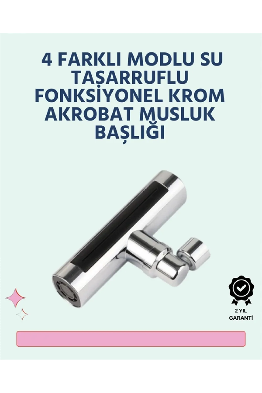 Krom Kaplamalı Çok Fonksiyonlu Musluk Başlığı | Paslanmaz Malzeme
