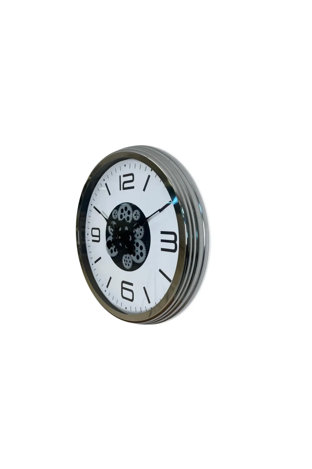 Krom Modern 60 Cm Çarklı Duvar Saati