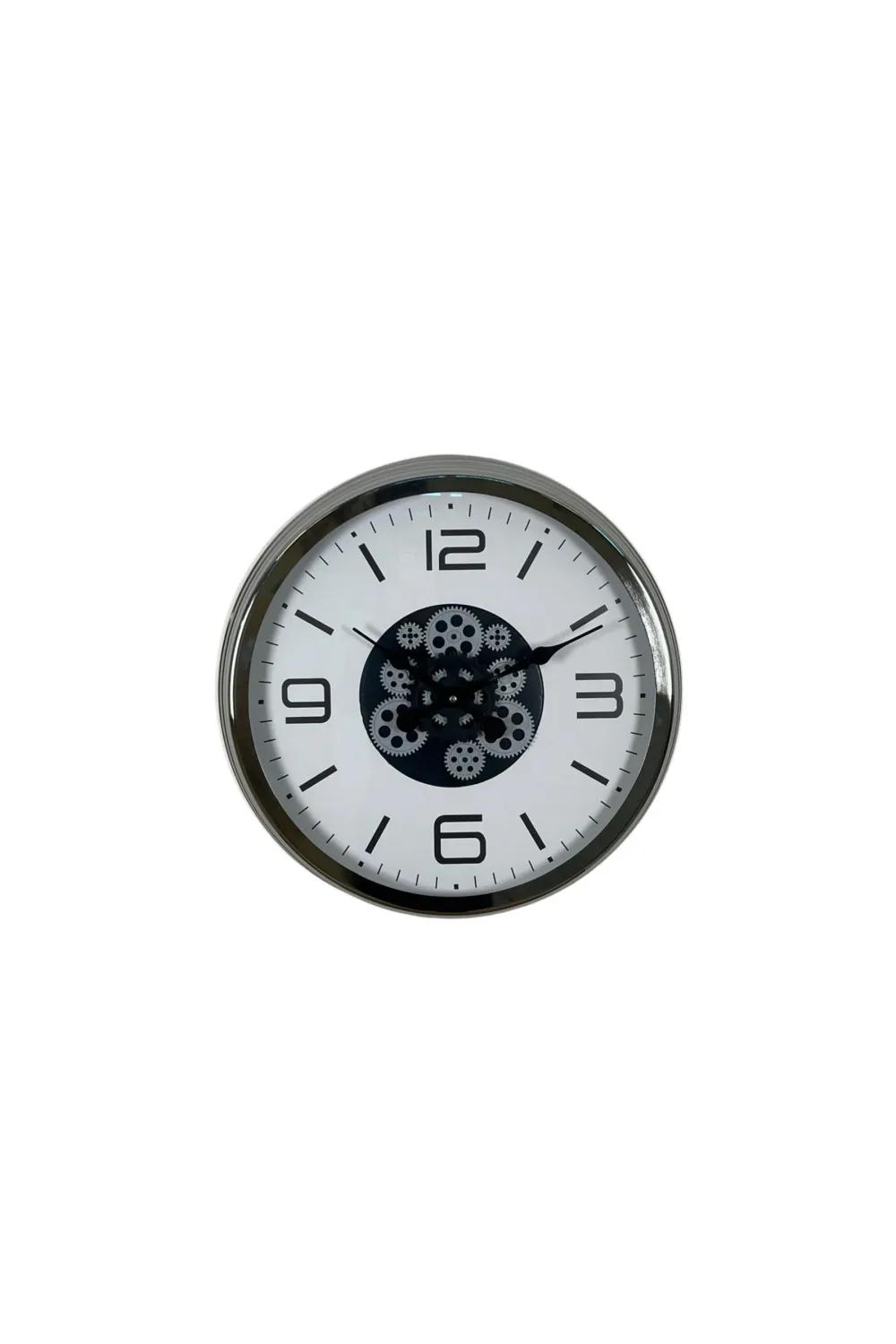 Krom Modern 60 Cm Çarklı Duvar Saati