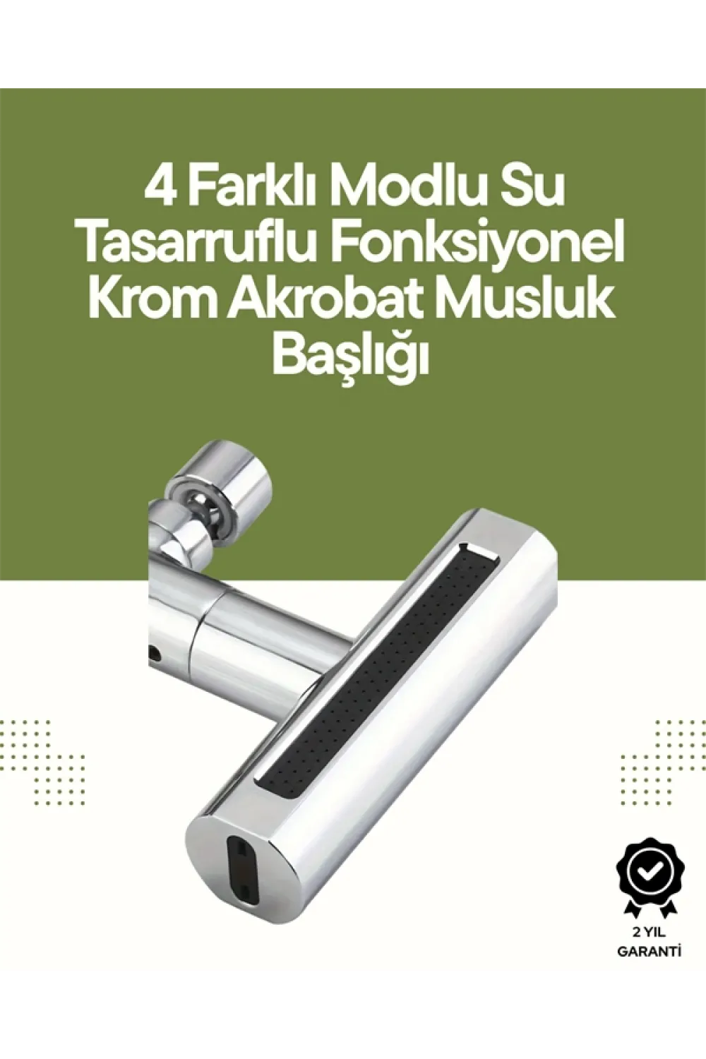 Krom Musluk Başlığı | 4ü 1 Arada Su Çıkışı | Kolay Montajlı