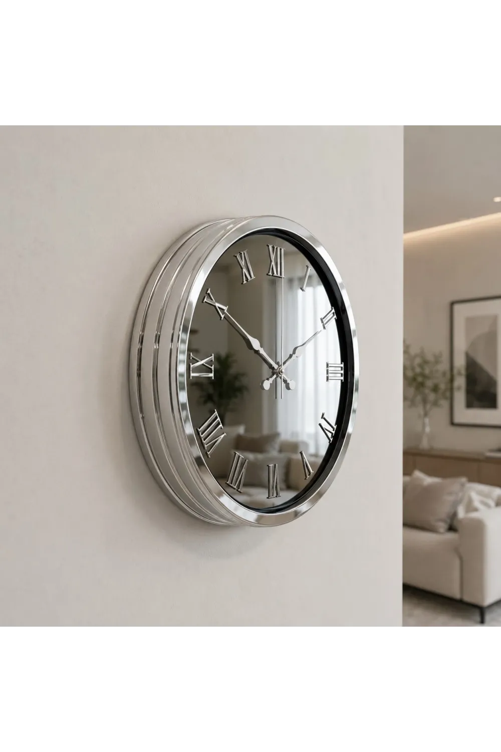 Krom Platinum Aynalı 40 x 40 Cm Duvar Saati