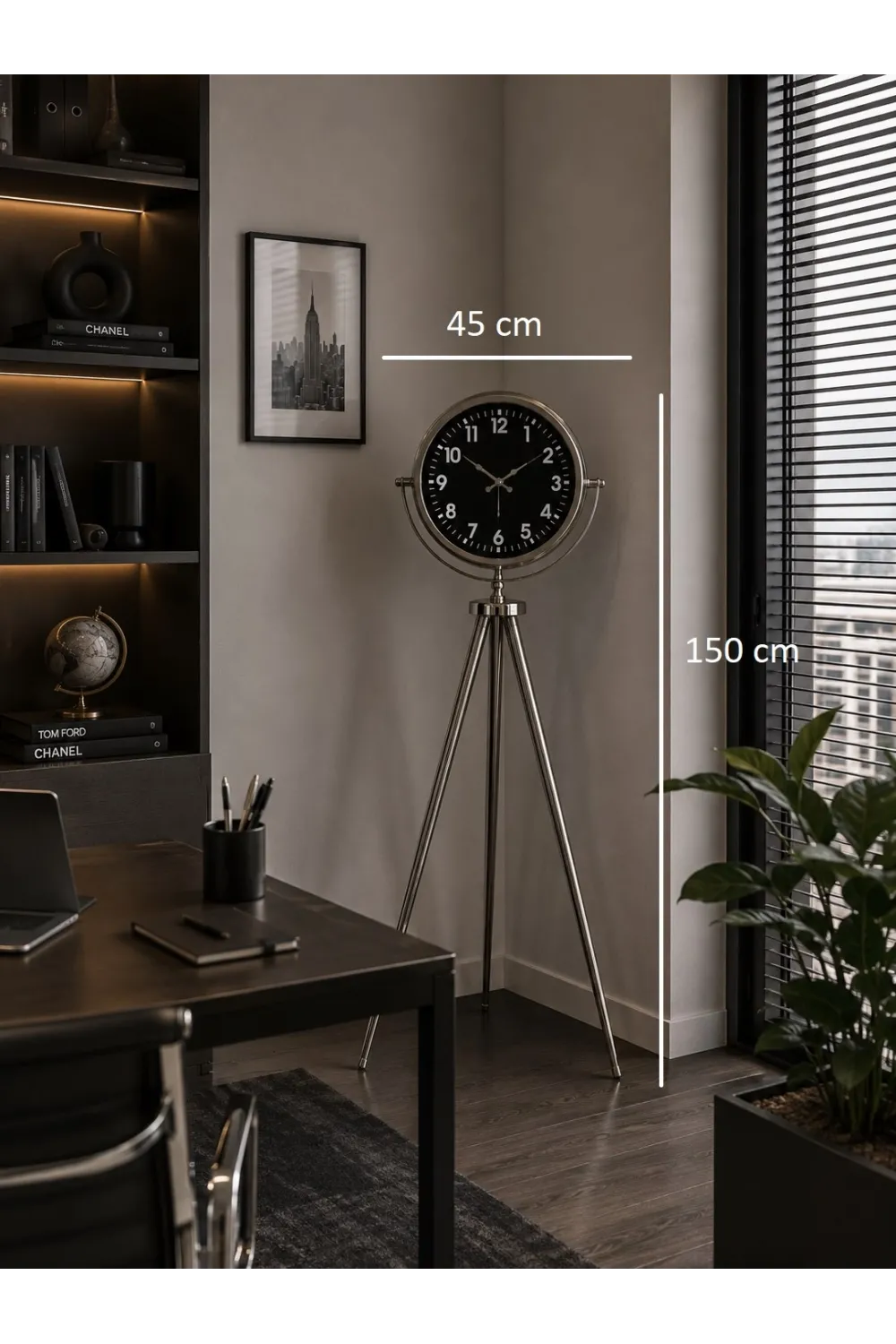 Krom Regal Sılver 150 x 45 Cm Metal Duvar Saati