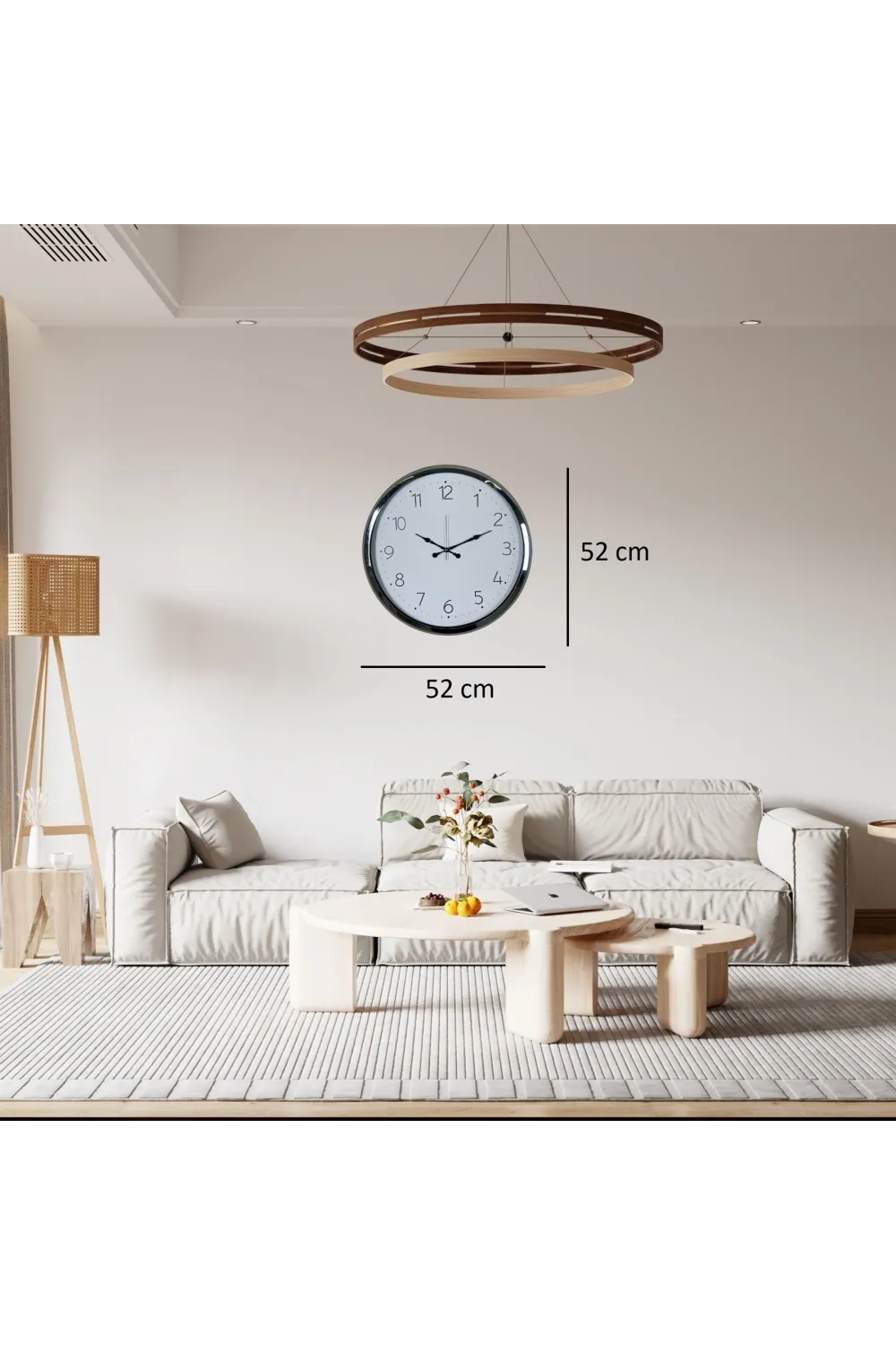 Krom Sade 52 x 52 Cm Duvar Saati
