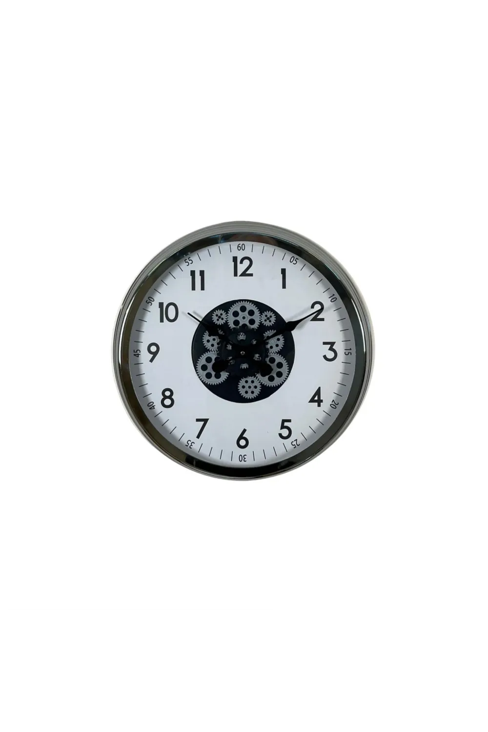 Krom Şıklık Sade 60 Cm Çarklı Duvar Saati