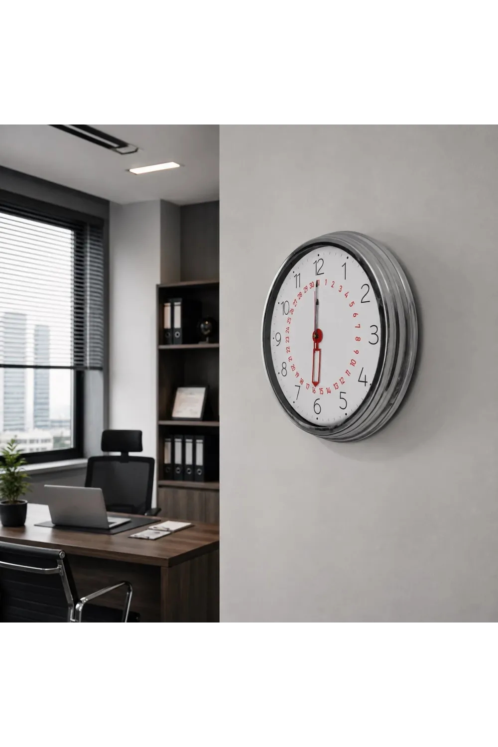 Krom Takvimli 40 x 40 Cm Metal Duvar Saati