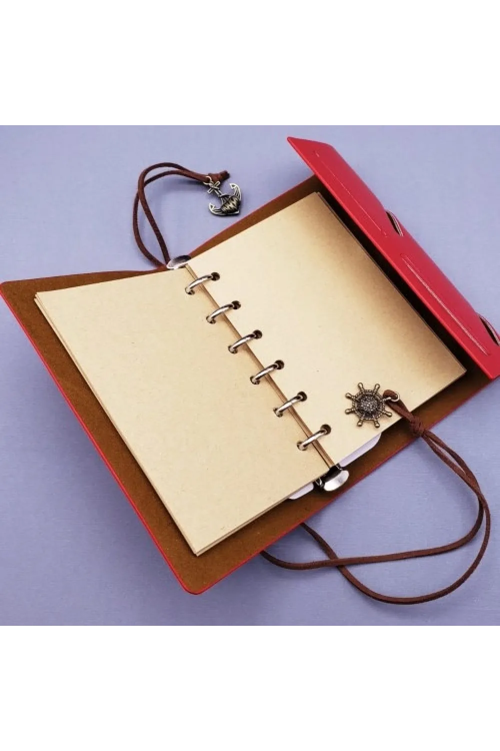 Küçük Boy Pusula Baskılı Deri Defter