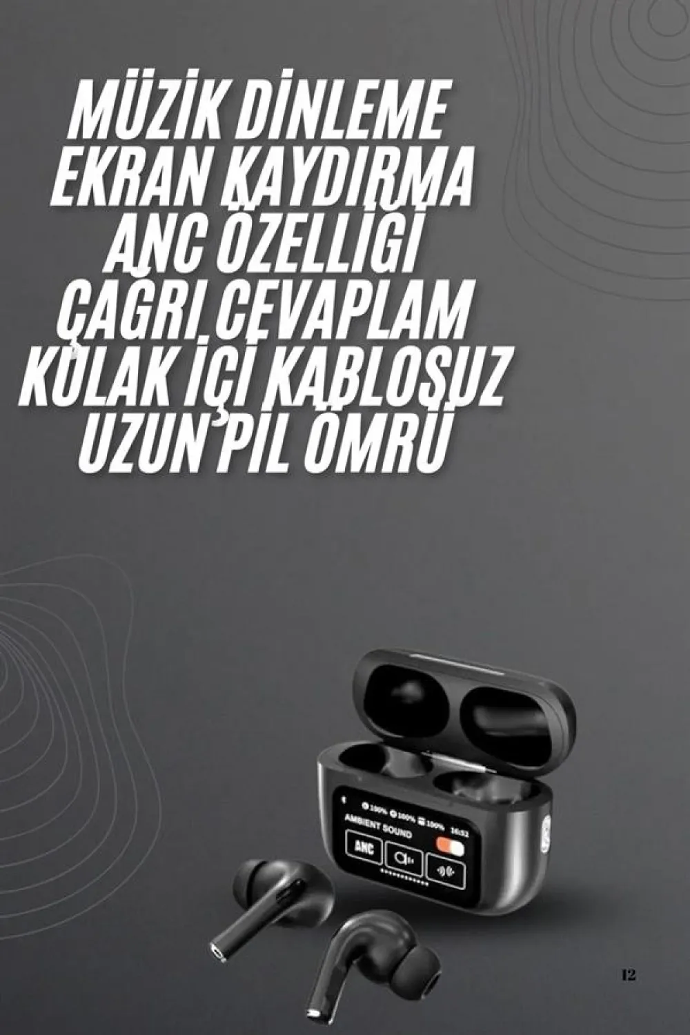 Kulak İçi Bluetooth Kulaklık Ekranlı Müzik Dinleme Çağrı Cevaplama Siyah