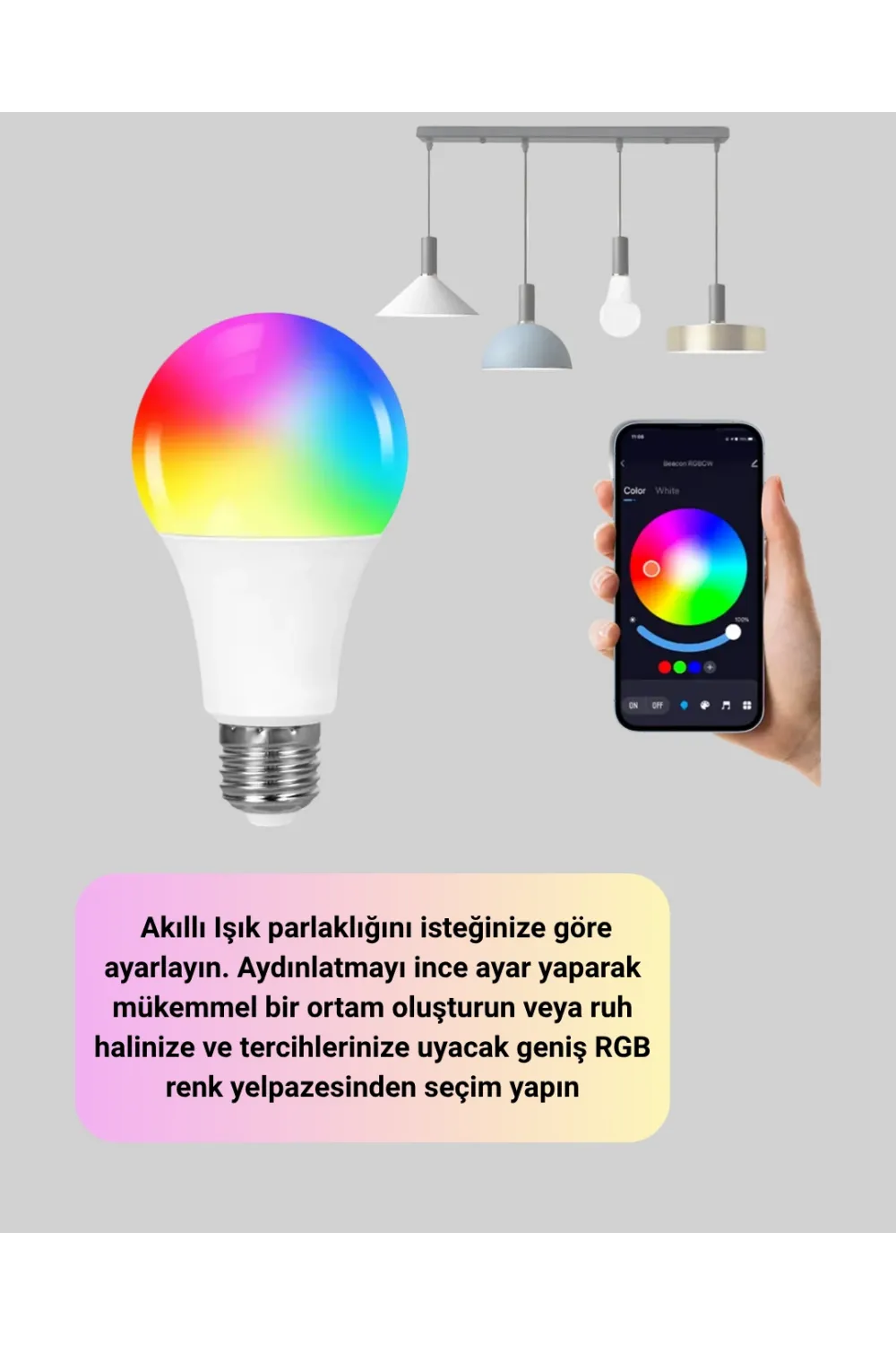 Kumanda Destekli Çok Renkli Akıllı Led Ampul