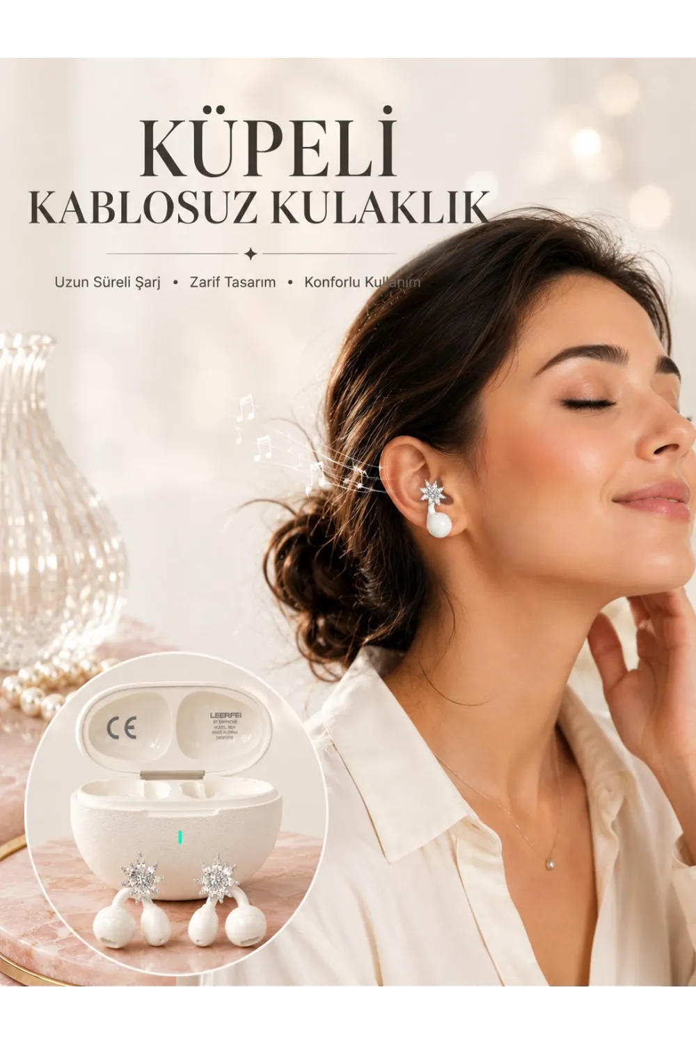 Küpeli Kablosuz Kulaklık Yeni Nesil Bluetooth Teknolojisi