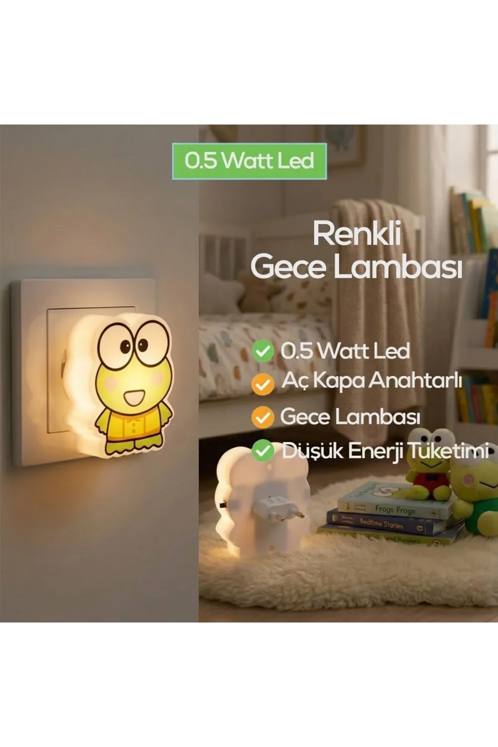Kurbağa Gece Lambası 3 LED 0.5W