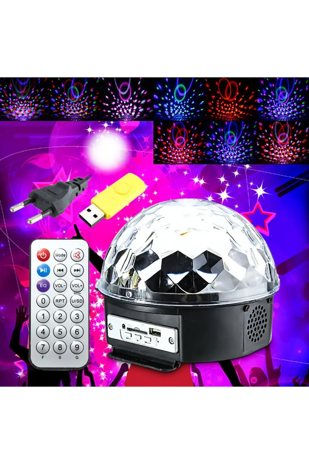 Küre Disko Topu Müzik Çalar Renkli Lazer Işıklı Bluetooth