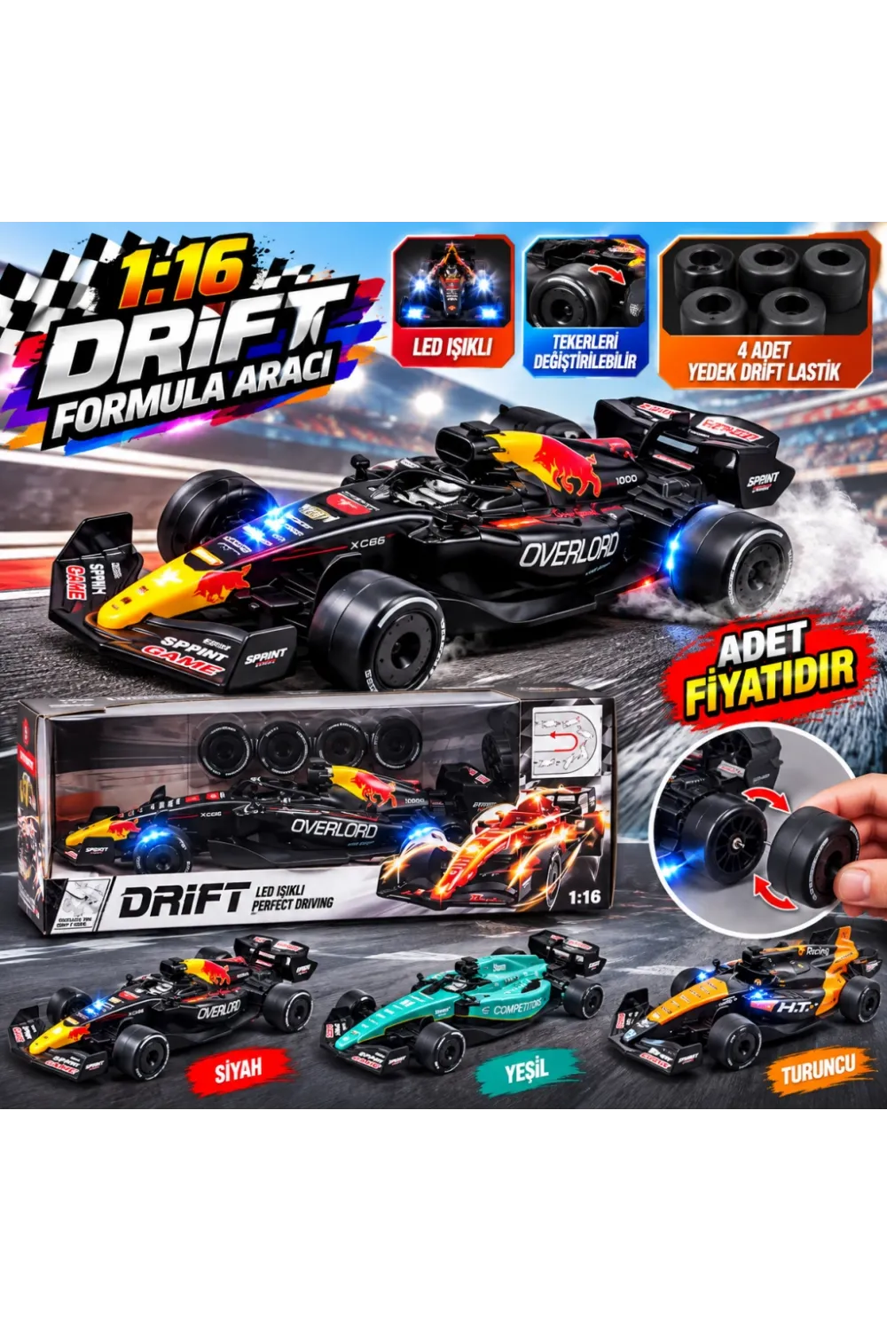 L2501-3 1:16 Led- 4 Yedek Drift Teker 3MODEL Formula Oyuncak Araba
