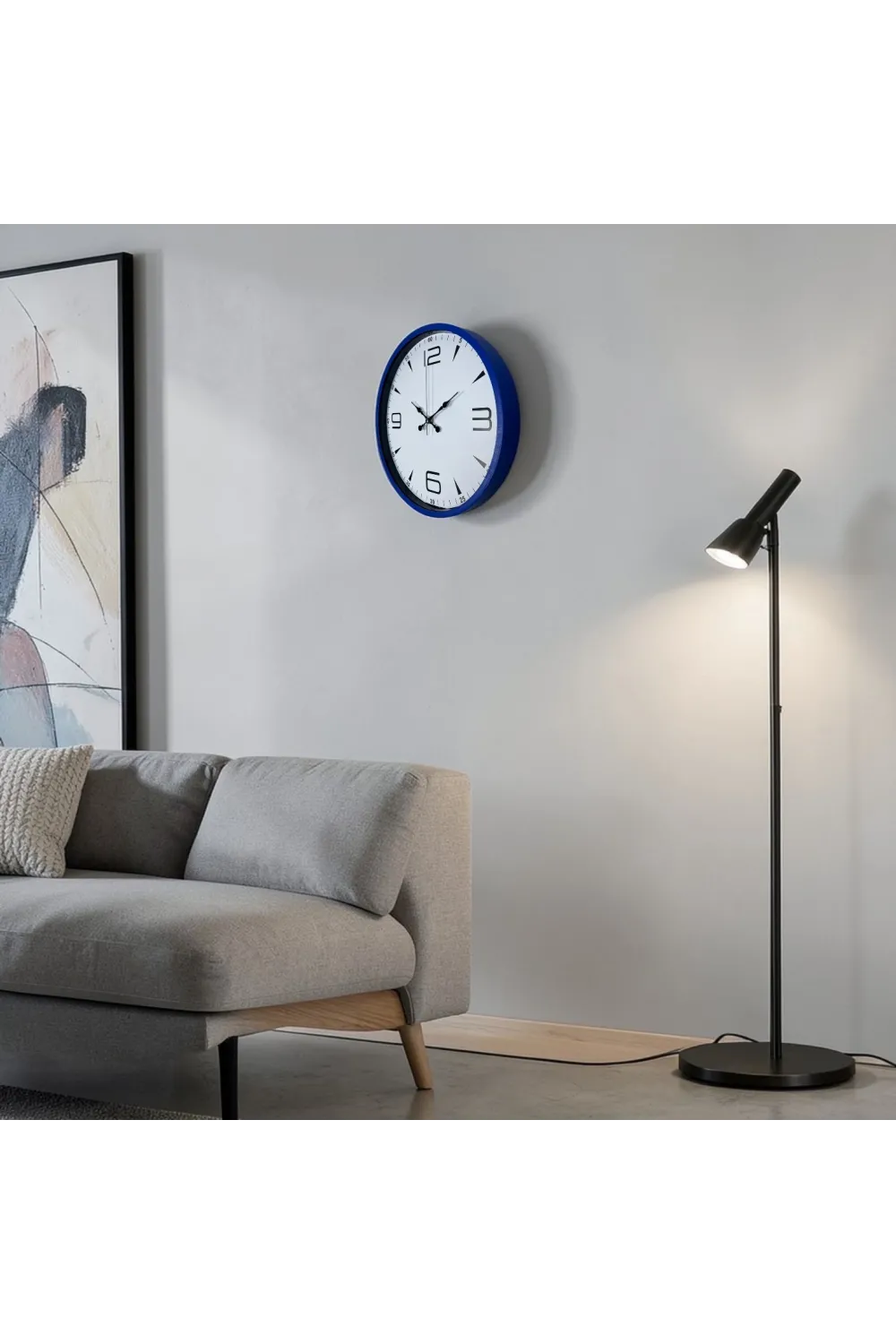 Lacivert Çerçeveli Beyaz Kadran 36 Cm Duvar Saati