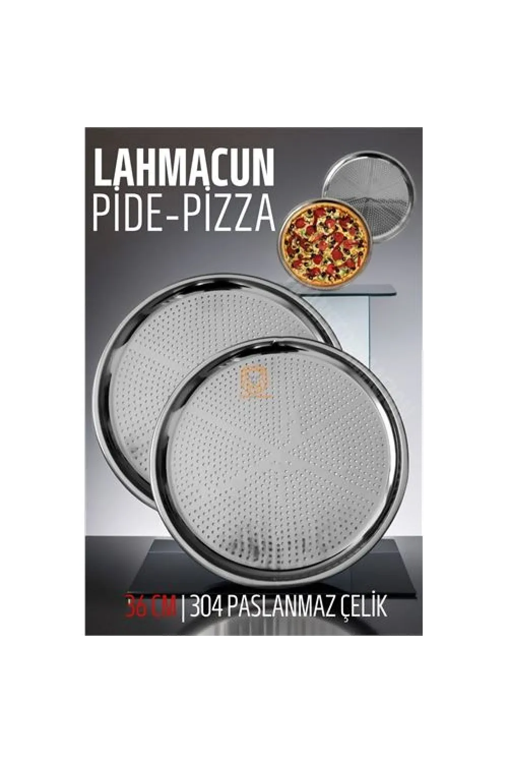 Lahmacun Pizza Pide Pişirme Tepsisi 36 CM 2 li SET 721315