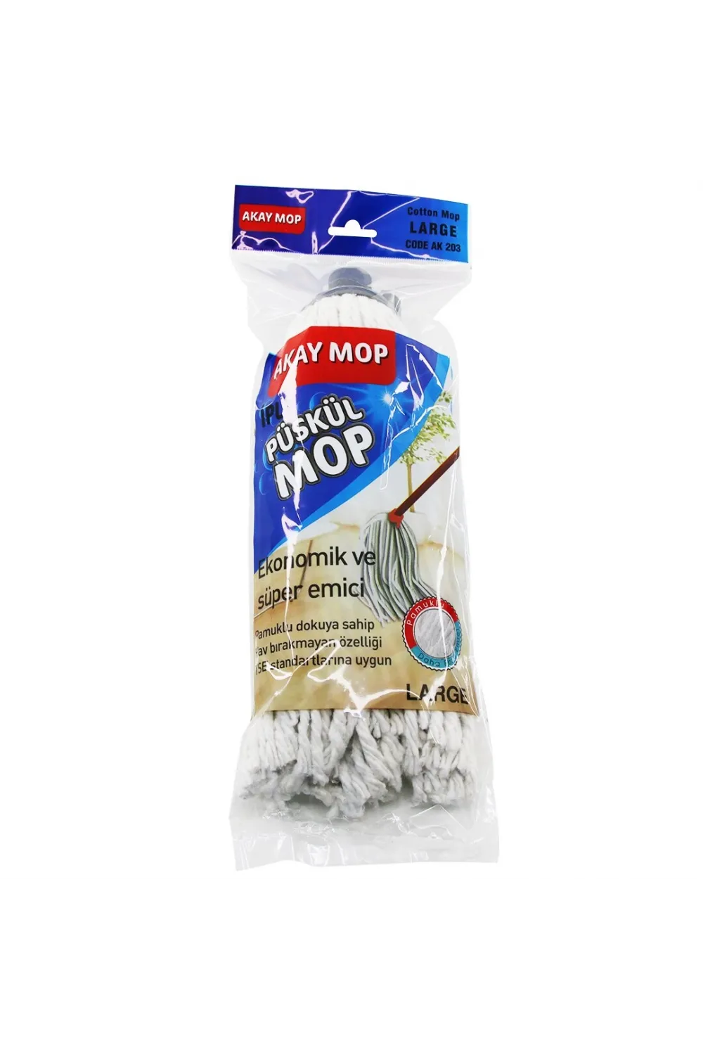 Large Örgülü İpli  Püskül Pamuk Mop
