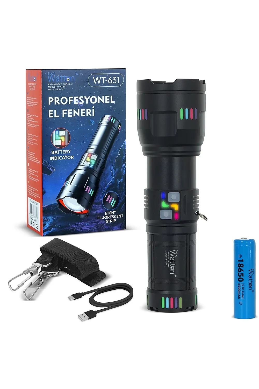 Lazer Etkili Profesyonel El Feneri  Wt-631- 30,000 Lümen