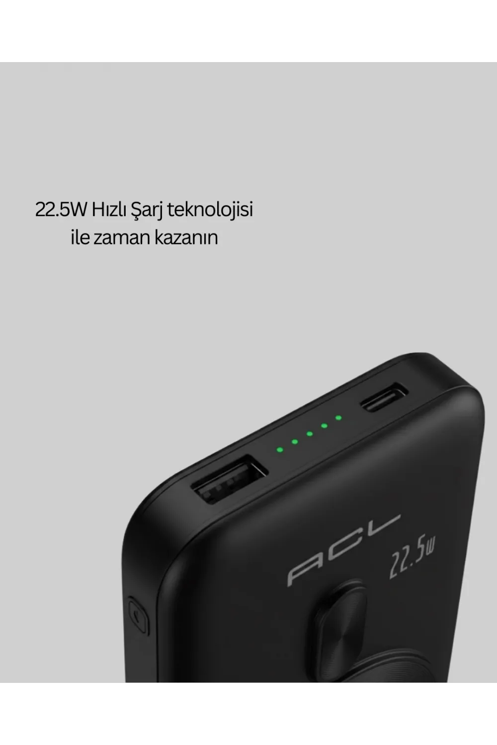 Lcd Ekranlı Kablosuz Powerbank Type C Ve Usb Çıkışlı