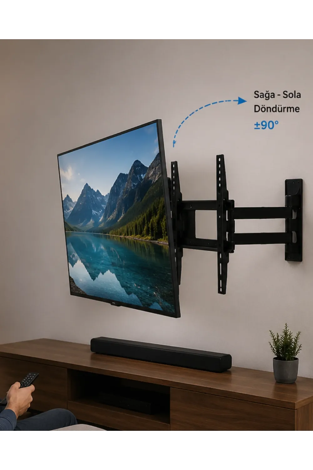 Lcd Led Tv Duvar Aparatı Çift Kollu Hareketli Askı Sistemi