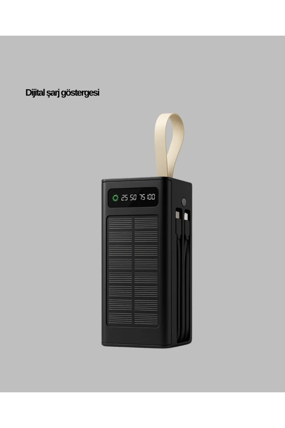 Led Aydınlatmalı Güneş Panelli Powerbank Seyahat Ve Kamp İçin