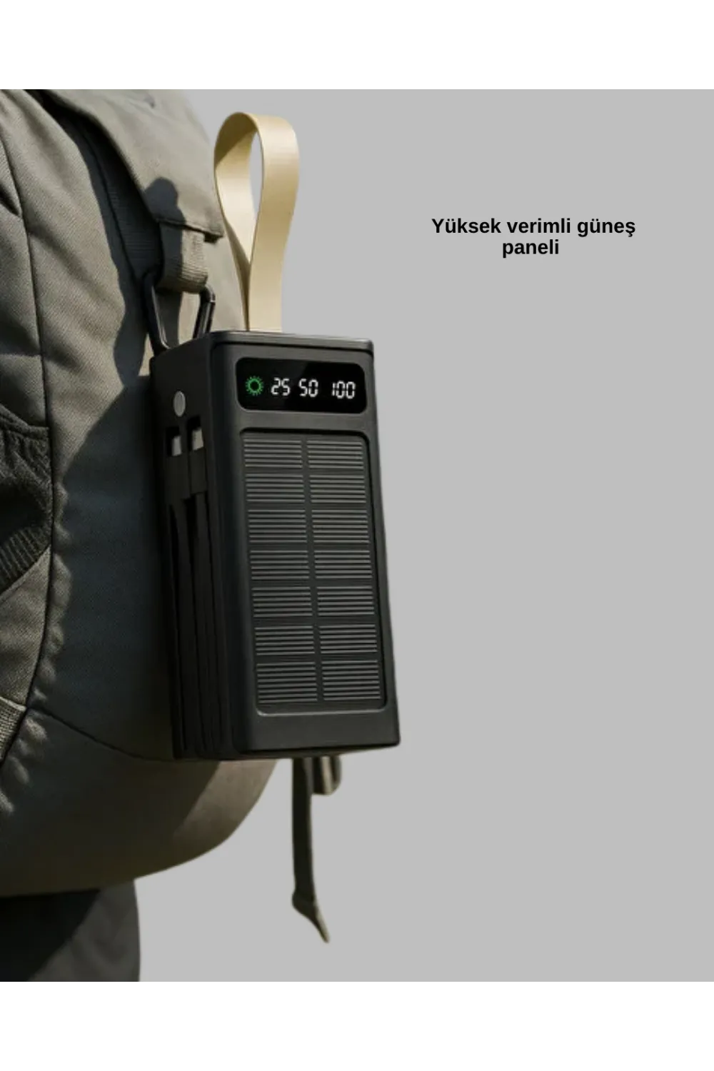 Led Aydınlatmalı Güneş Panelli Powerbank Seyahat Ve Kamp İçin