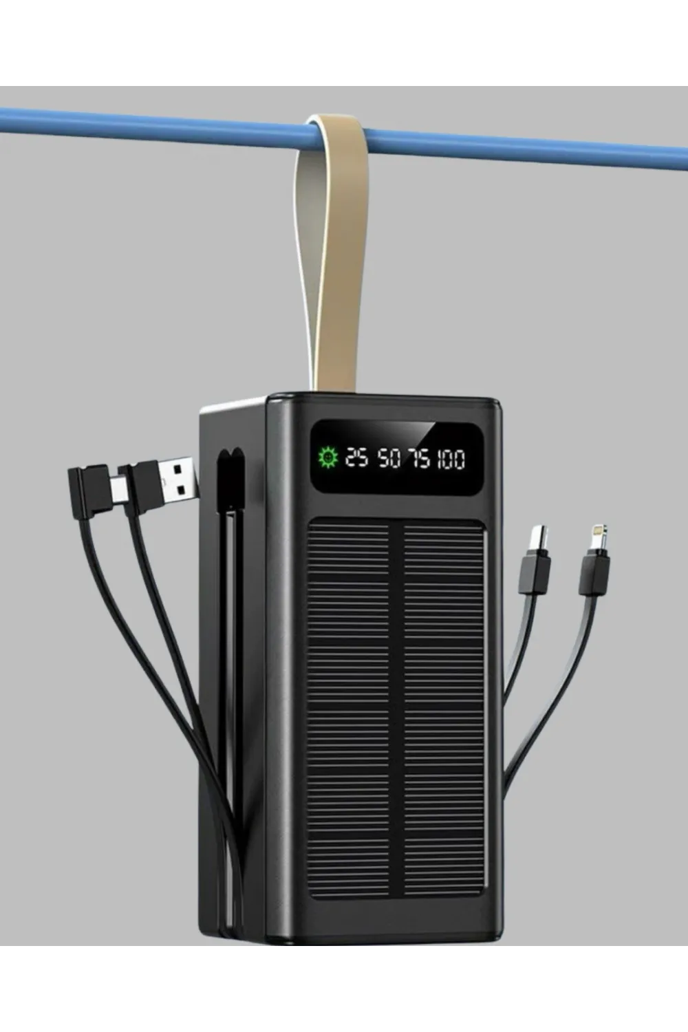 Led Aydınlatmalı Güneş Panelli Powerbank Seyahat Ve Kamp İçin