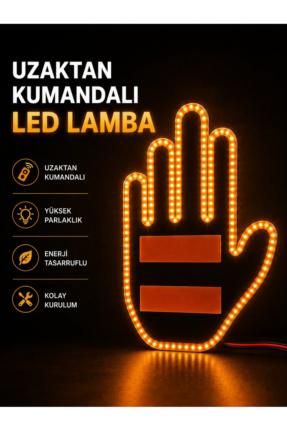 Led Işık El İşareti Araç Camı İçin Uzaktan Kumandalı