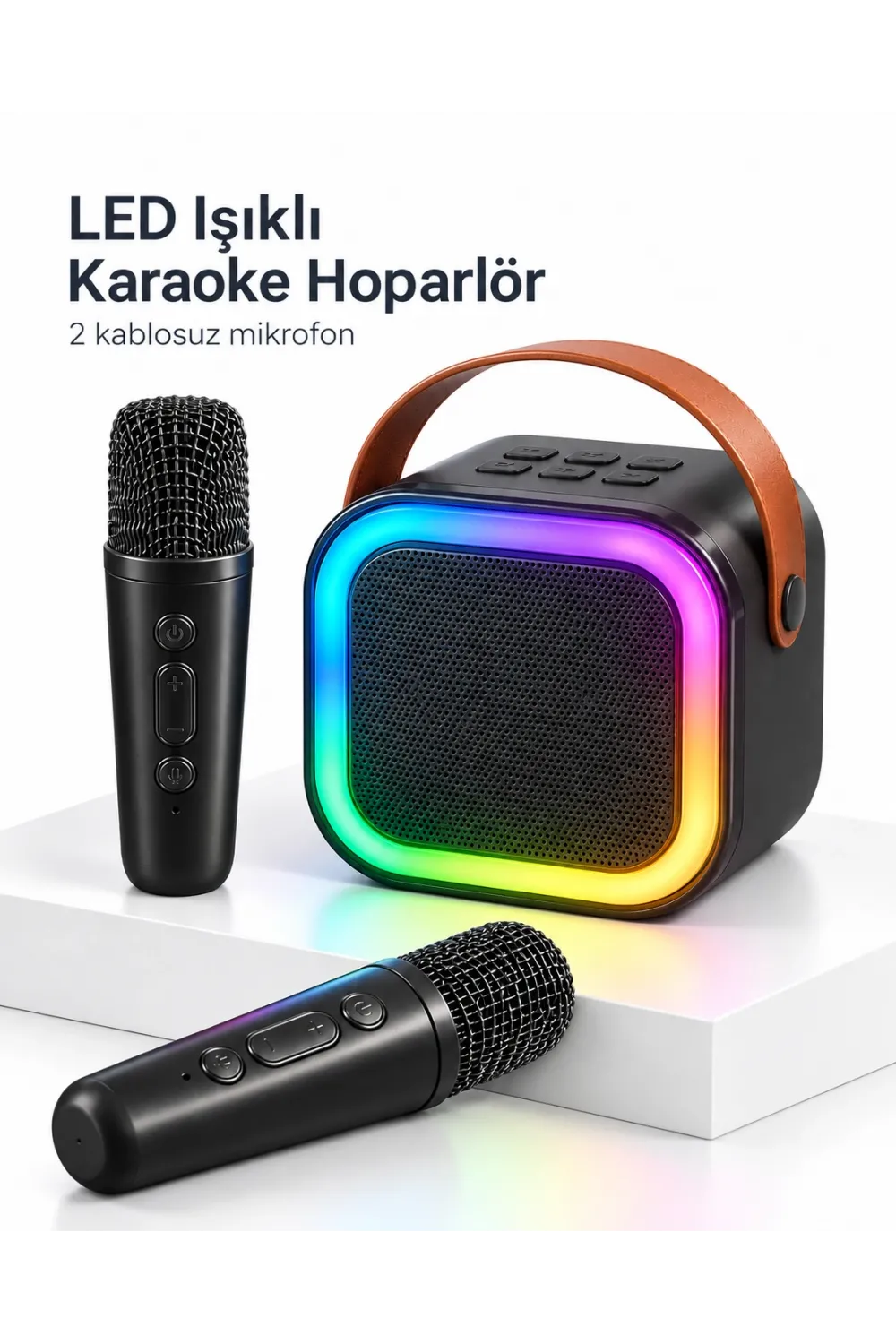 LED Işıklı Bluetooth Karaoke Hoparlör Seti