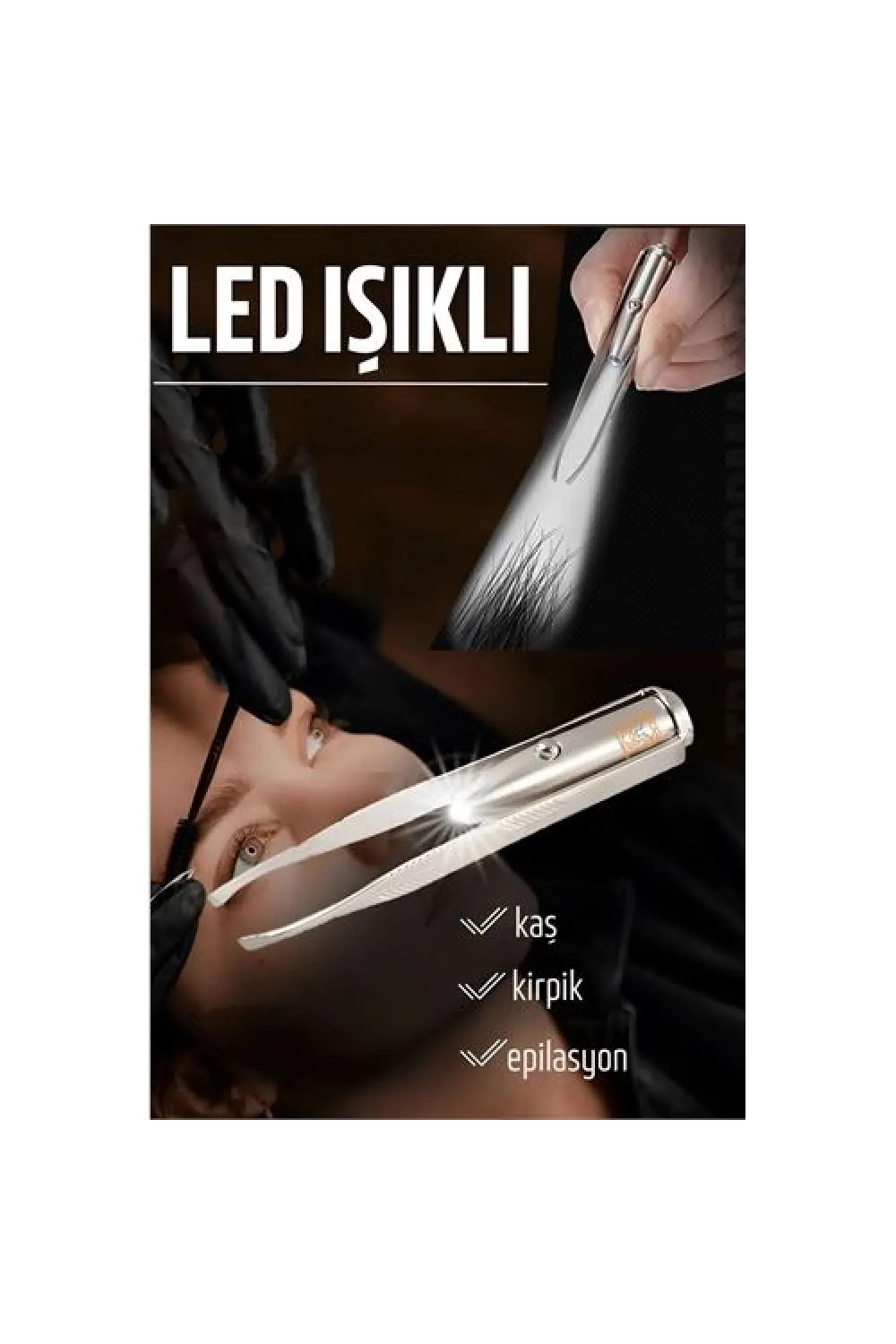 Led Işıklı Cımbız Kirpik Kaş Cımbız Epilasyon Cımbızı 721301