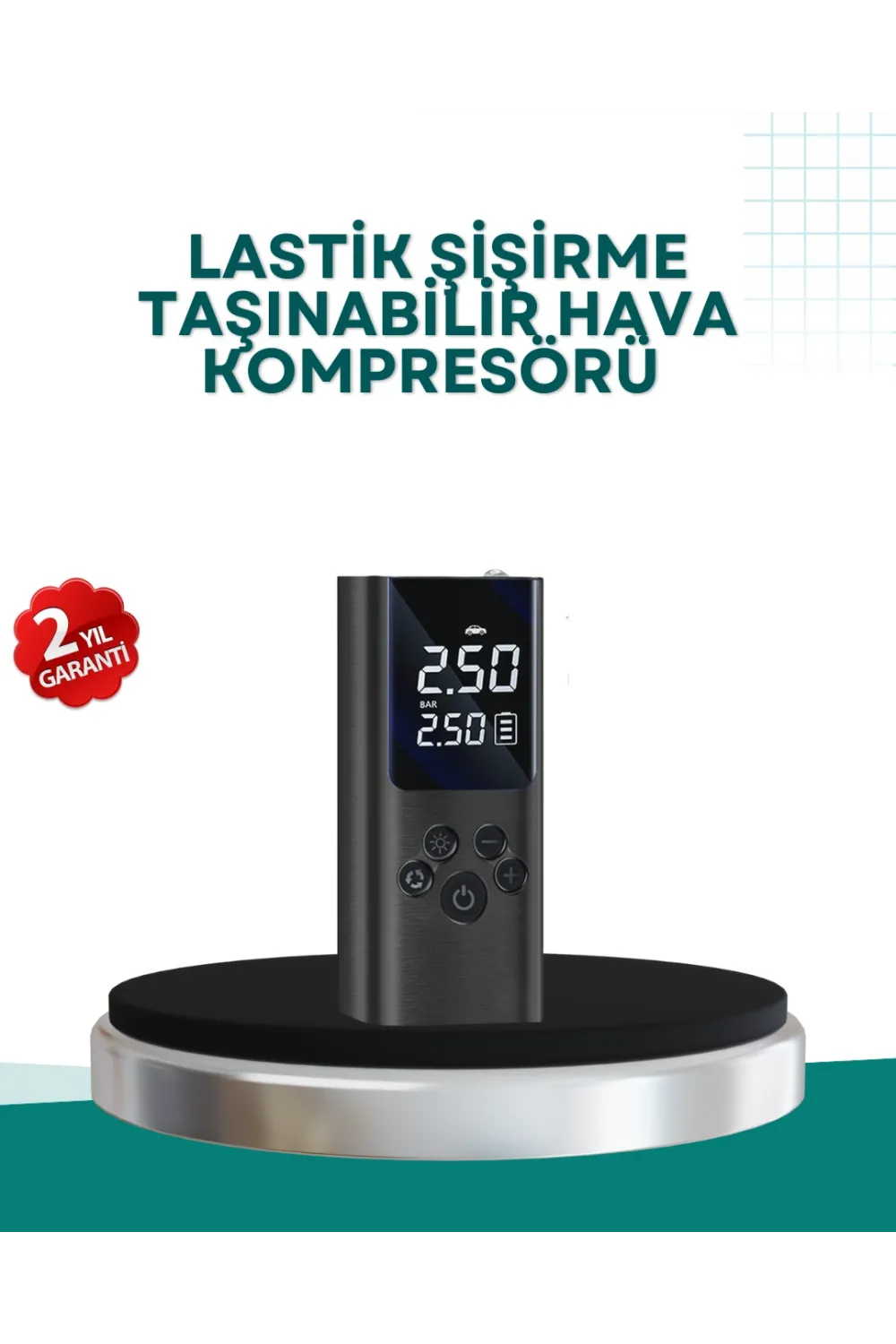 Led Işıklı Dijital Hava Pompası Araba Bisiklet Uyumlu