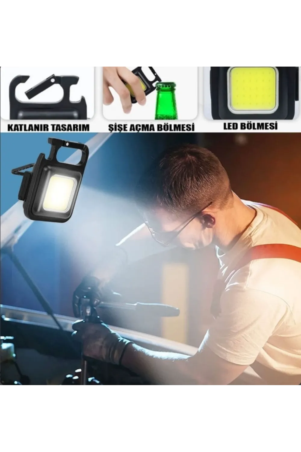Led Işıklı Flash Özellikli 4 Modlu  Anahtarlık El Feneri