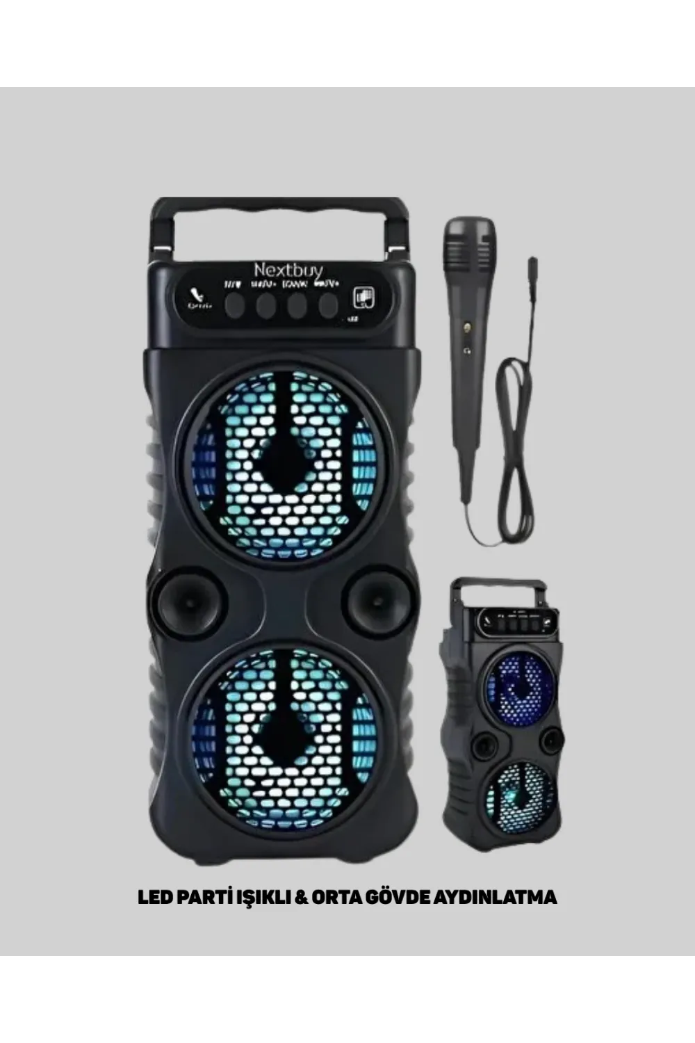 Led Işıklı Kablosuz Bluetooth Hoparlör Yüksek Ses Güçlü Bas Performansı Taşınabilir Şarjlı