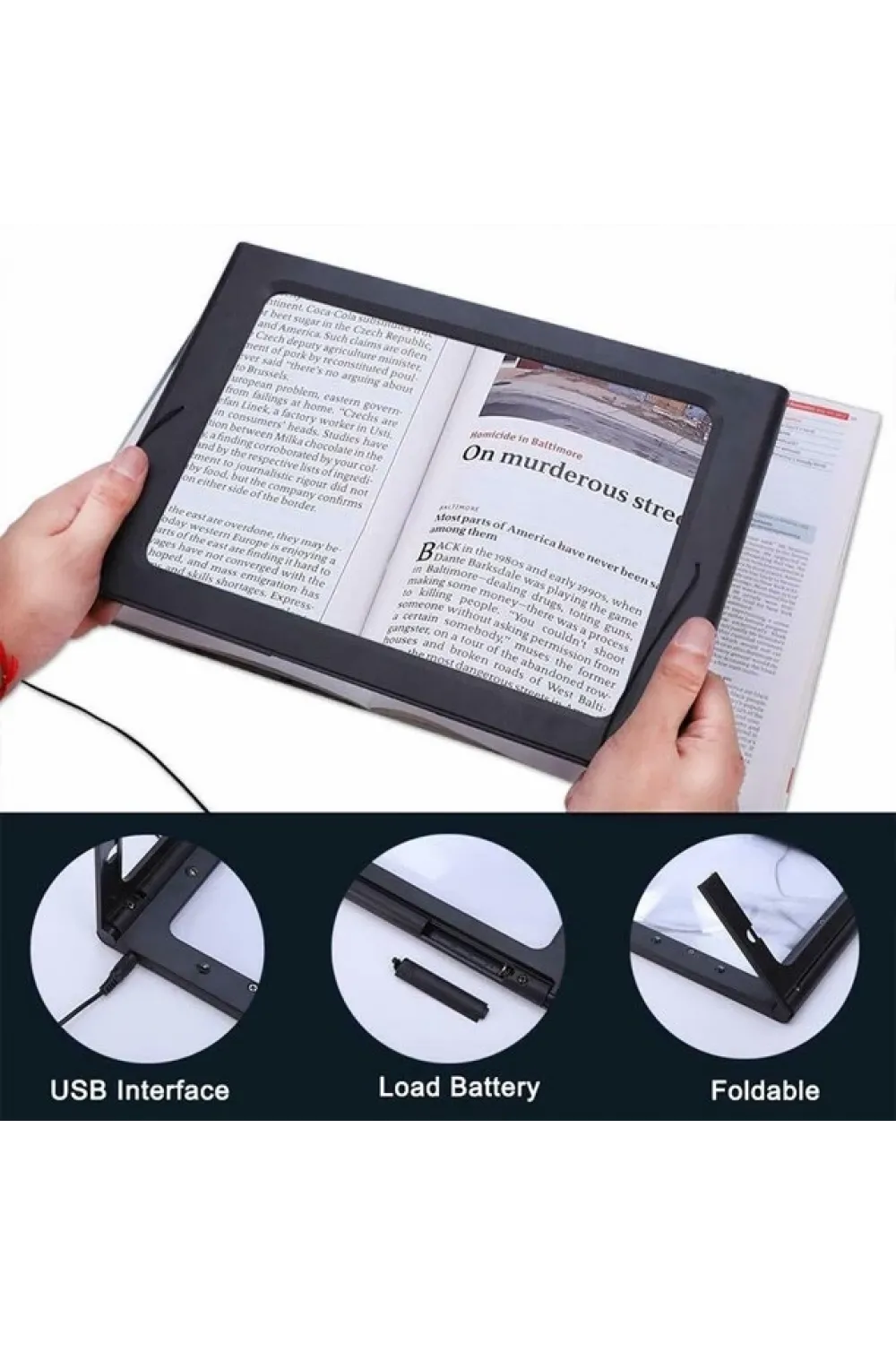 Led Işıklı Kitap  Okuma Büyüteç